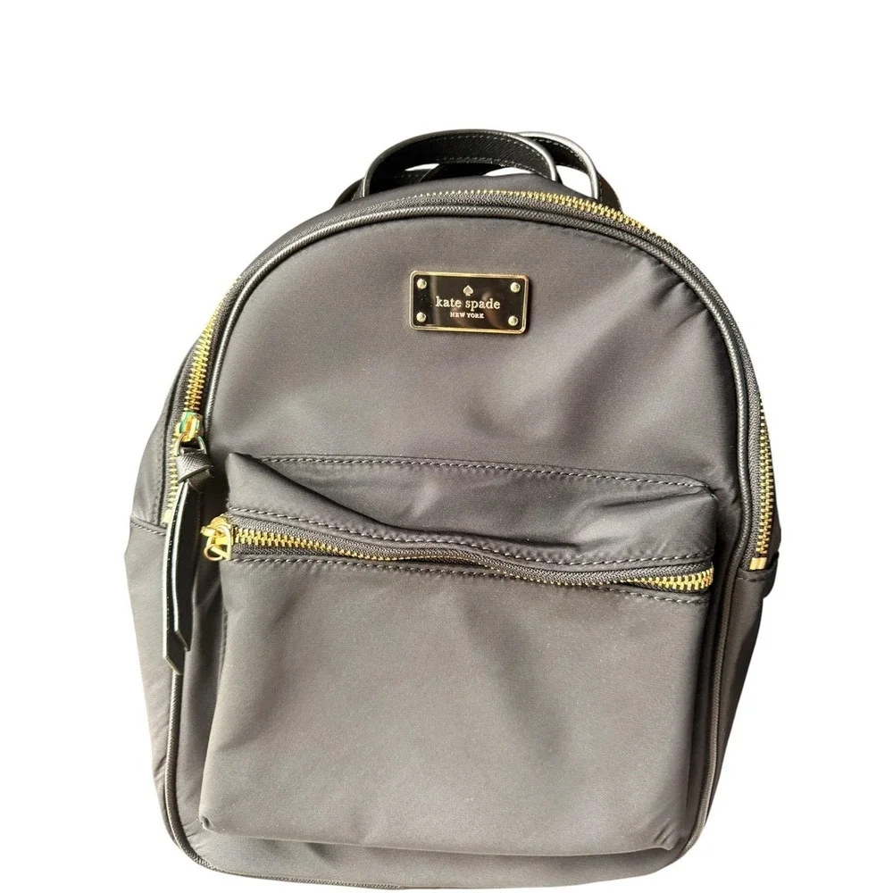 kate spade black nylon mini backpack with gold hardware